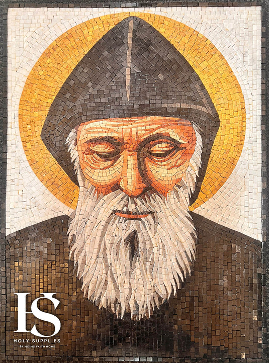 Saint Charbel Hand Made Mosaic - 50cm x 70cm, Charbel 100 image