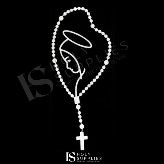 Rosary & Mary Vinyl Car Sticker image 0
