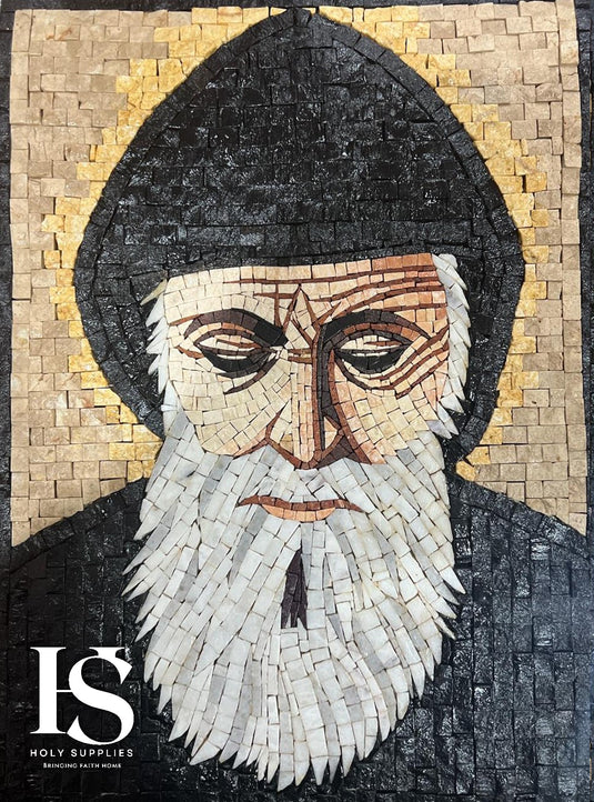 Saint Charbel Hand Made Mosaic - 25cm x 35cm, Charbel 800 image