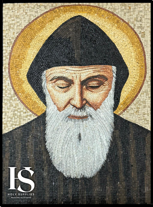 Saint Charbel Hand Made Mosaic - 70cm x 100cm, Charbel 402 image