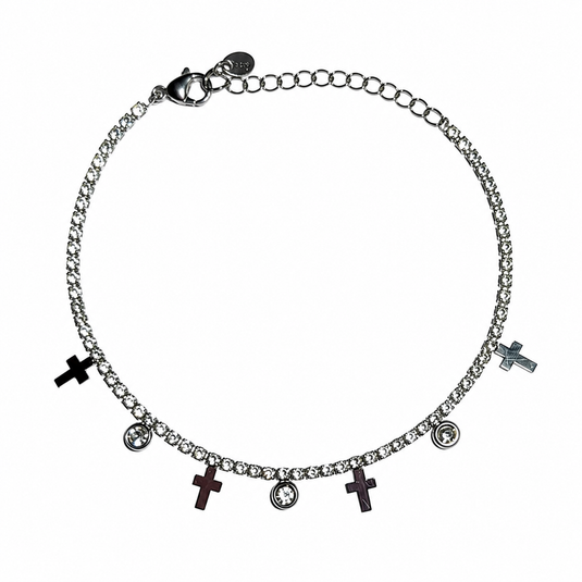 Cross & Crystal Charm Bracelet