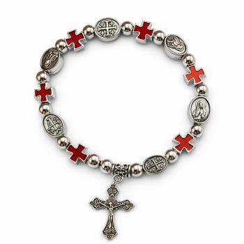Silver benedict & Cross Bracelet
