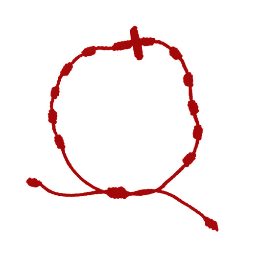 Original Satin Decade Rosary Bracelet with Mid Cross - Red image