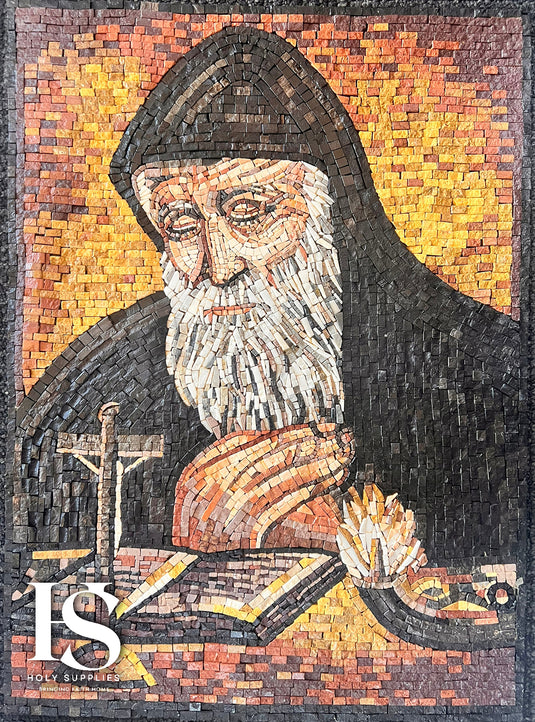Saint Charbel Hand Made Mosaic - 50cm x 70cm, Charbel 900 image