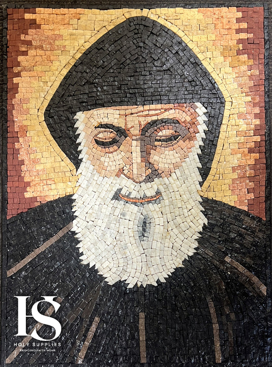 Saint Charbel Hand Made Mosaic - 35cm x 50cm, Charbel 500 image