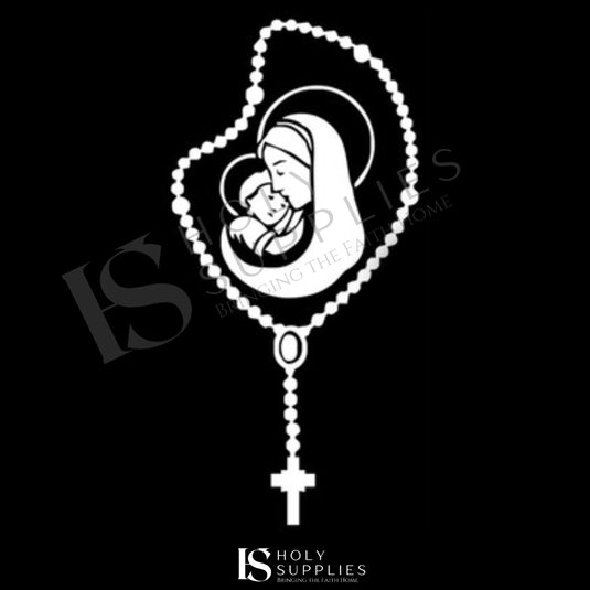 Rosary, Mary & Jesus Vinyl Car Sticker image 0