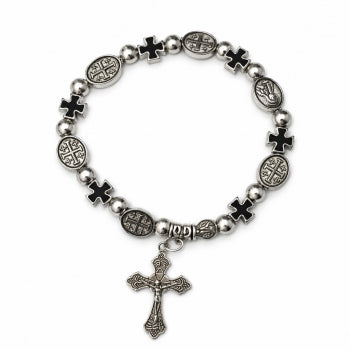 Silver benedict  & Cross Bracelet