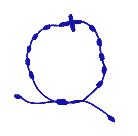 Original Satin Decade Rosary Bracelet with Mid Cross - Blue image