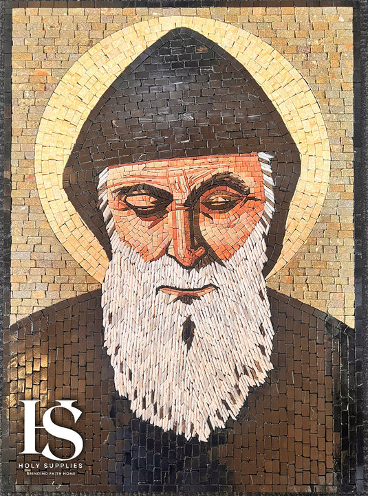 Saint Charbel Hand Made Mosaic - 50cm x 70cm, Charbel 200 image