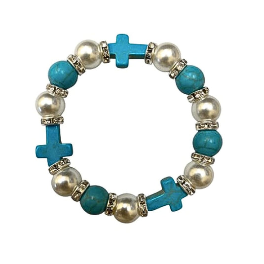 Cross Bead Pearl Bracelet